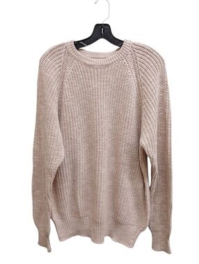 L.L. Bean Vintage Beige fisherman Crewneck Knit Sweater Size Medium